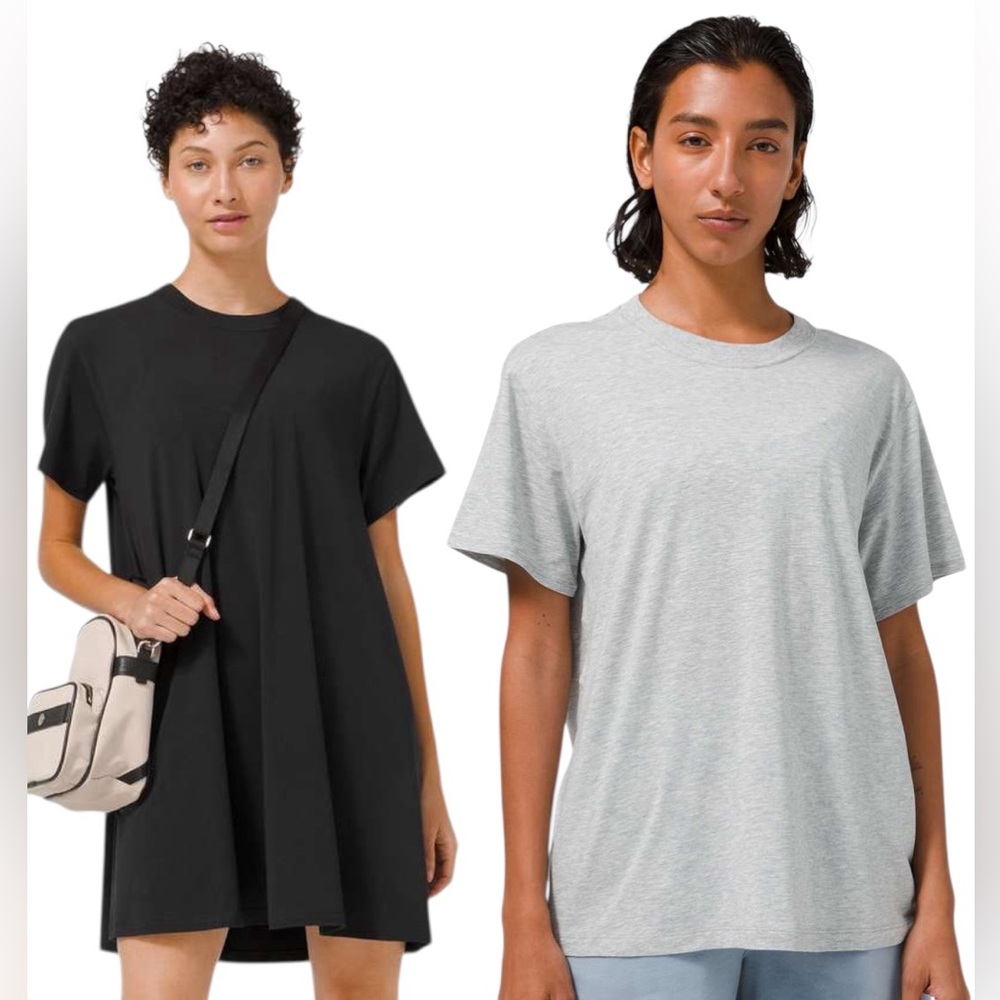 lululemon athletica Short Sleeve Tee Dress & Tee in Black and Light Gray